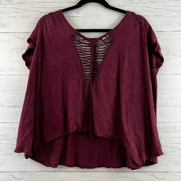 We the Free Ripped Grunge Goth Oversized Boxy Tee Shirt Size S - Picture 1 of 8